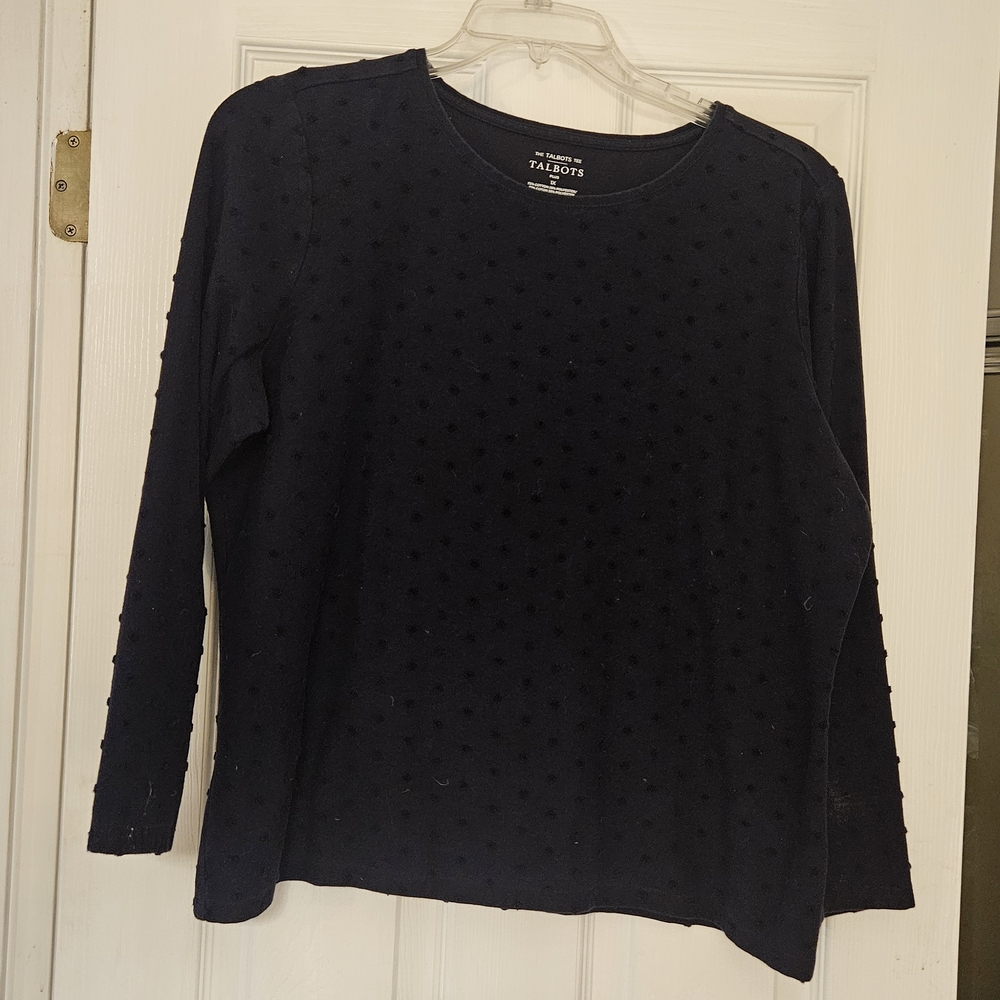 Talbots Women's Navy Blue Textured Top 1X